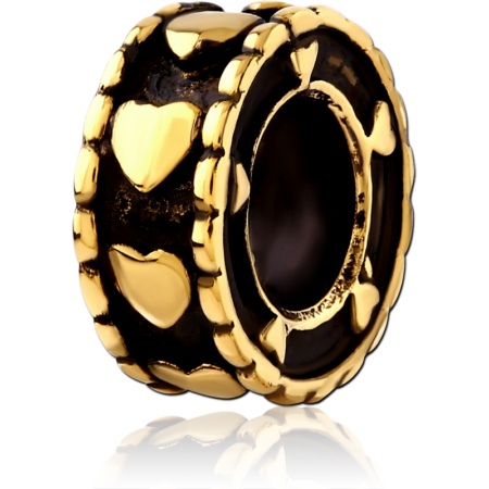 GOLD PVD COATED SURGICAL STEEL BEAD 5.0 - 5.2 MM HOLE - HEARTS