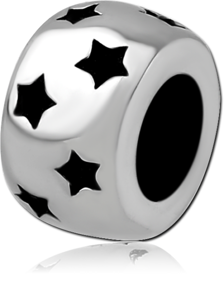 SURGICAL STEEL BEAD 5.0 - 5.2 MM HOLE - SMALL STARS IMPRESSIONS