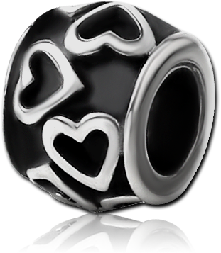 SURGICAL STEEL BEAD 5.0-5.2 MM HOLE - HEARTS OUTLINES