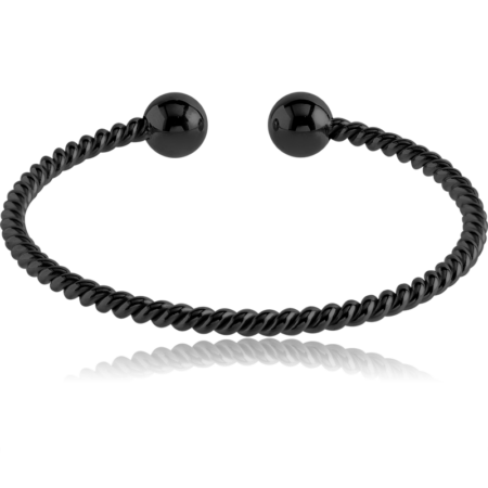 BLACK PVD COATED SURGICAL STEEL TWISTED WIRE BANGLE
