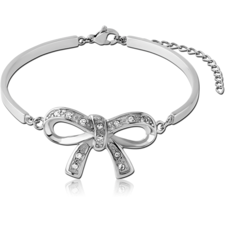 SURGICAL STEEL BANGLE WITH FLOATING JEWELED - BOW