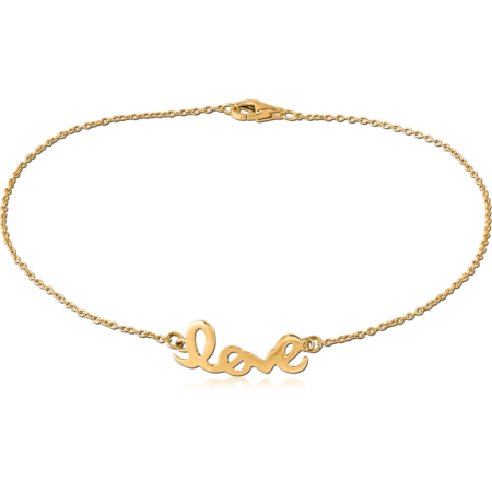GOLD PVD COATED SURGICAL STEEL BRACELET - LOVE