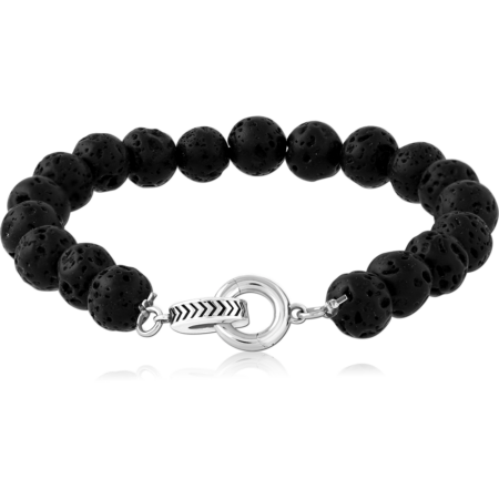 STERLING SILVER 925 RHODIUM PLATED  BRACELET WITH STONE BEADS