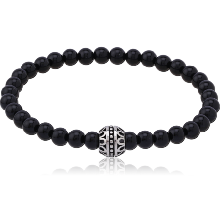 SURGICAL STEEL ELLASTIC BRACELET WITH STONE BEADS