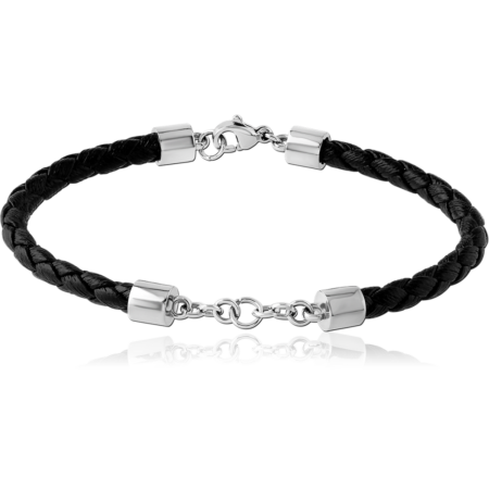 SURGICAL STEEL BRACELET WITH LEATHER