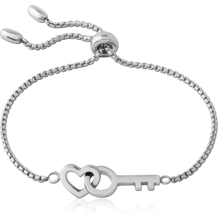 SURGICAL STEEL BRACELET - HEART AND KEY
