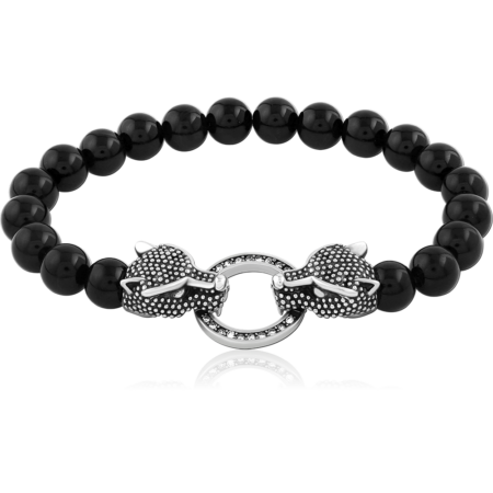 SURGICAL STEEL BRACELET WITH STONE BEADS