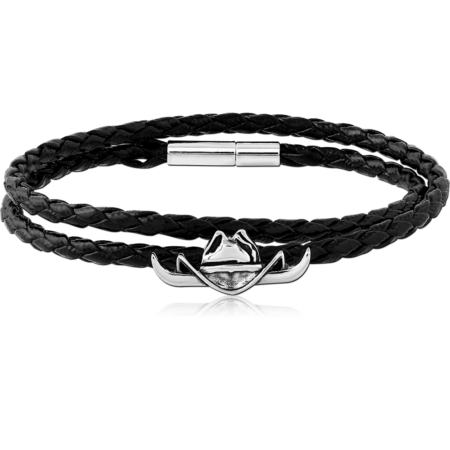 SURGICAL STEEL BRACELET WITH LEATHER