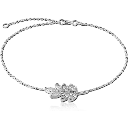 STERLING SILVER 925 JEWELED BRACELET - LEAF FOR KOPI