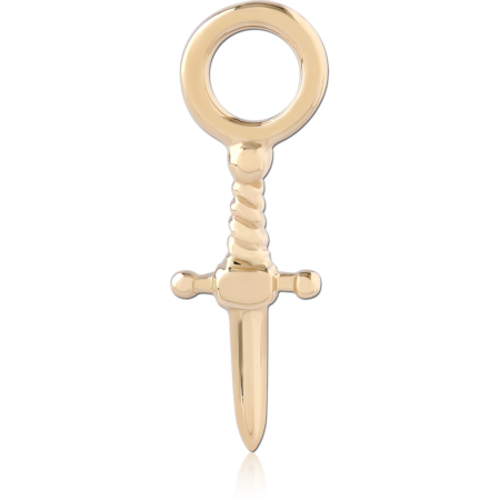 14K YELLOW GOLD CHARM MINI DETAILED DAGGER SWORD DROP