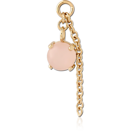 14K YELLOW GOLD CHARM PRONG-SET PINK GEM WITH CHAIN DROP