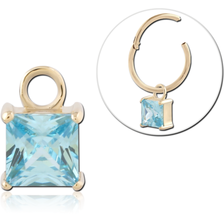 14K GOLD CHARM PRINCESS CUT GEM PRONG SET