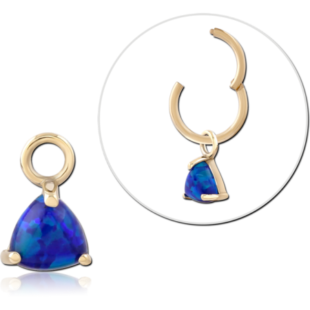 14K GOLD CHARM TRILLION OPAL PRONG SET
