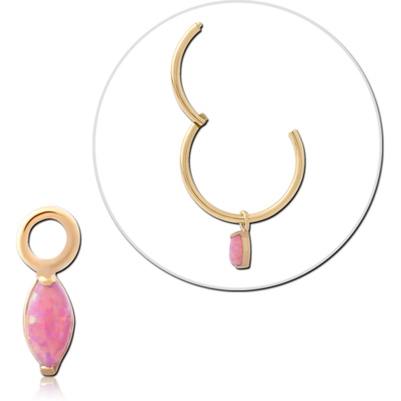 GOLD PVD 18K COATED SURGICAL STEEL JEWELED CHARM