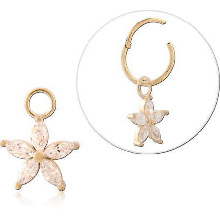 GOLD PVD 18K COATED SURGICAL STEEL JEWELED CHARM