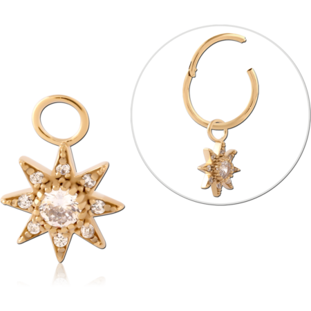 GOLD PVD 18K COATED SURGICAL STEEL JEWELED CHARM