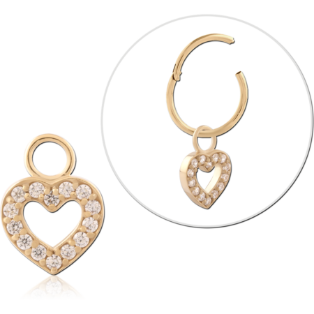 GOLD PVD 18K COATED SURGICAL STEEL JEWELED CHARM