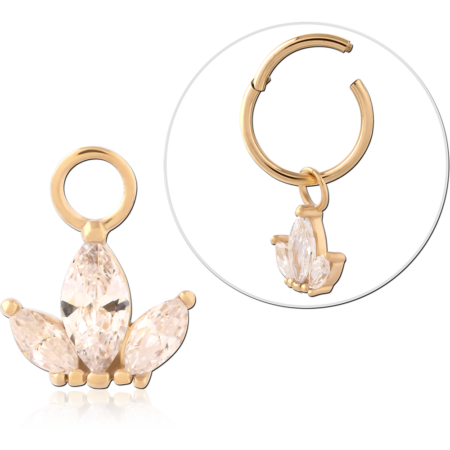 GOLD PVD 18K COATED SURGICAL STEEL JEWELED CHARM