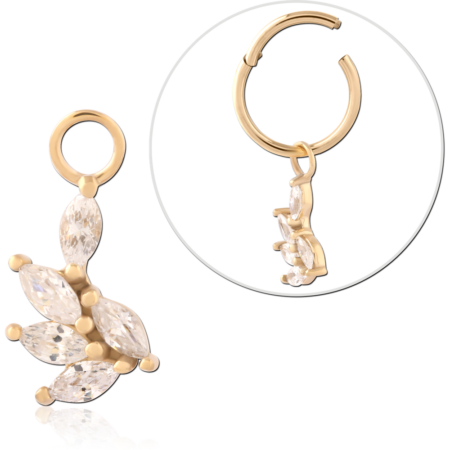 GOLD PVD 18K COATED SURGICAL STEEL JEWELED CHARM