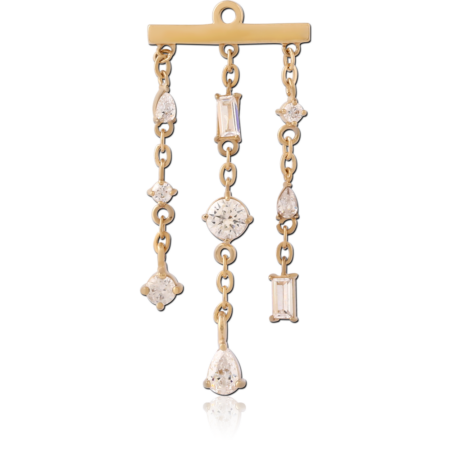 GOLD PVD 18K COATED SURGICAL STEEL JEWELED CHARM