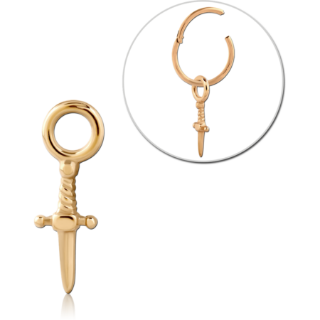 GOLD PVD 18K COATED SURGICAL STEEL SLIDING CHARM FOR HINGED SEGMENT RING