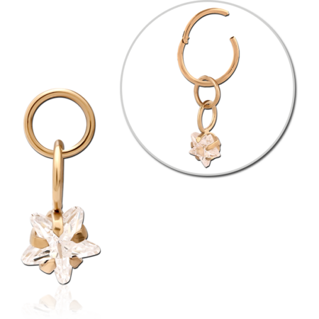 GOLD PVD 18K COATED SURGICAL STEEL SLIDING JEWELED CHARM