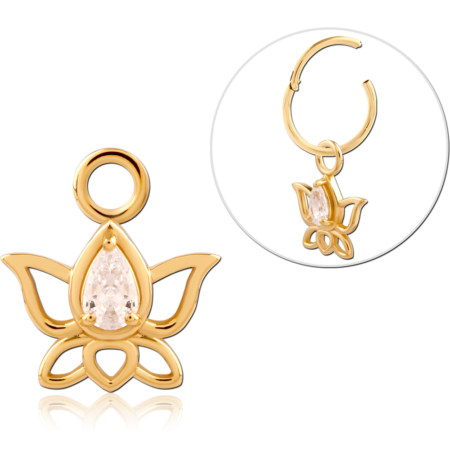 STERLING SILVER 925 18K GOLD PLATED JEWELED SLIDING CHARM FOR HINGED SEGMENT RING