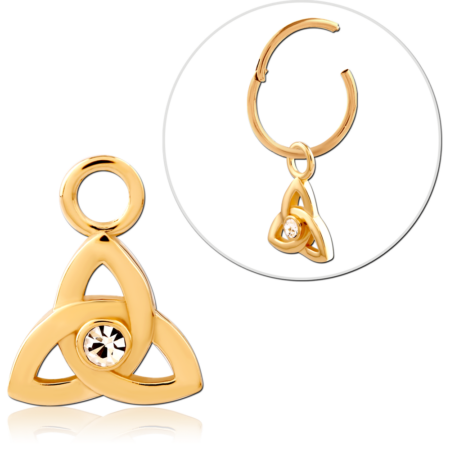 STERLING SILVER 925 18K GOLD PLATED JEWELED SLIDING CHARM FOR HINGED SEGMENT RING