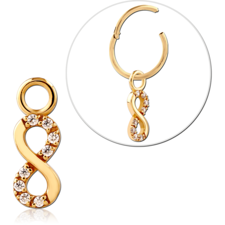 STERLING SILVER 925 18K GOLD PLATED JEWELED SLIDING CHARM FOR HINGED SEGMENT RING