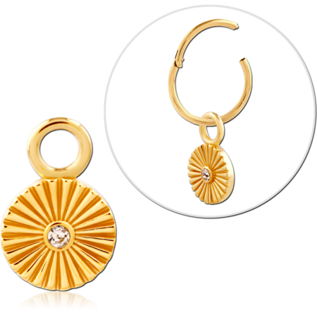 STERLING SILVER 925 18K GOLD PLATED JEWELED SLIDING CHARM FOR HINGED SEGMENT RING