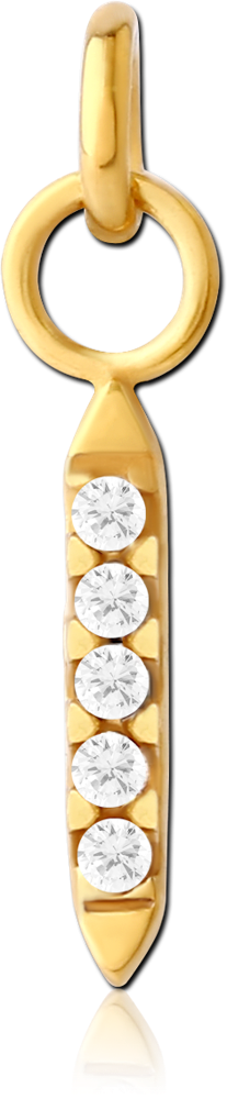 GOLD PVD COATED SURGICAL STEEL JEWELED CHARM
