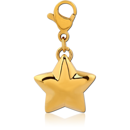 GOLD PVD COATED SURGICAL STEEL CHARM WITH LOBSTER LOCKER - STAR