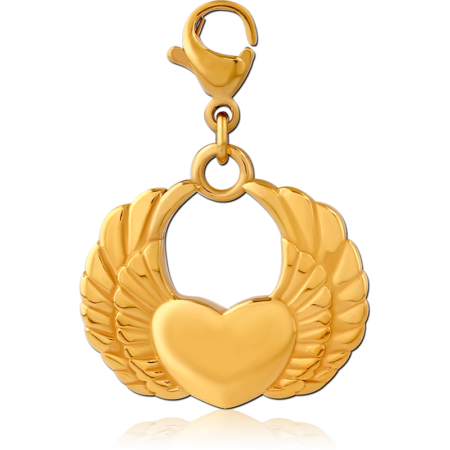 GOLD PVD COATED SURGICAL STEEL CHARM WITH LOBSTER LOCKER