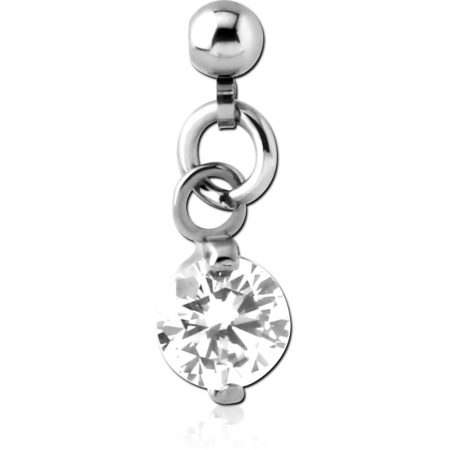 SURGICAL STEEL JEWELED SCREW ON CHARM WITH MICRO THREADED BALL