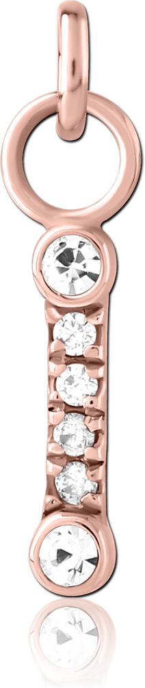 ROSE GOLD PVD COATED SURGICAL STEEL JEWELED CHARM