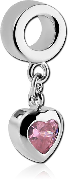 SURGICAL STEEL BEAD 5.0-5.2 MM HOLE WITH CHARM - HEART