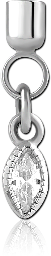 SURGICAL STEEL JEWELED SCREW ON CHARM WITH MICRO THREADED CUP