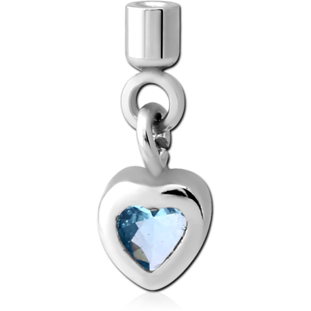 SURGICAL STEEL JEWELED SCREW ON CHARM WITH MICRO THREADED CUP - HEART