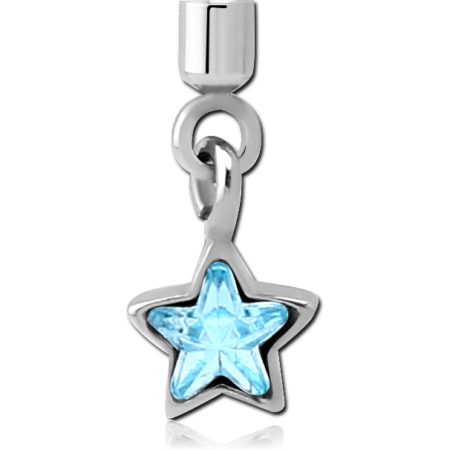 SURGICAL STEEL JEWELED SCREW ON CHARM WITH MICRO THREADED CUP - STAR