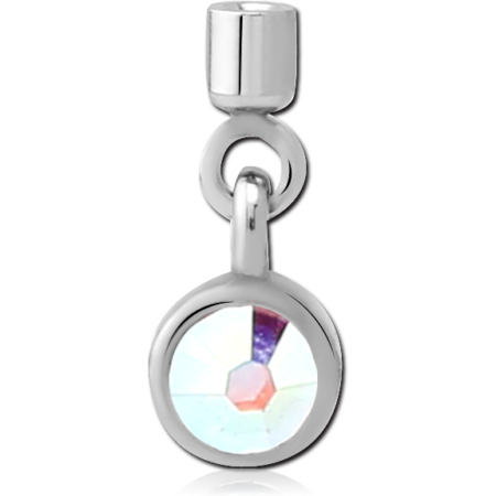 SURGICAL STEEL JEWELED SCREW ON CHARM WITH MICRO THREADED CUP - CIRCLE