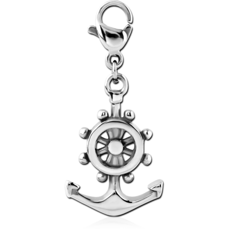 SURGICAL STEEL CHARM WITH LOBSTER LOCKER - HELM AND ANCHOR