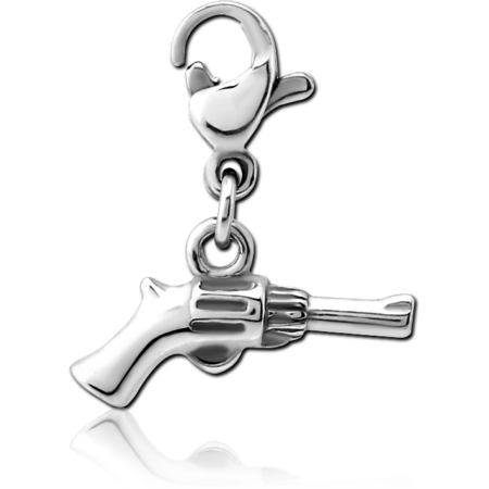 SURGICAL STEEL CHARM WITH LOBSTER LOCKER - GUN