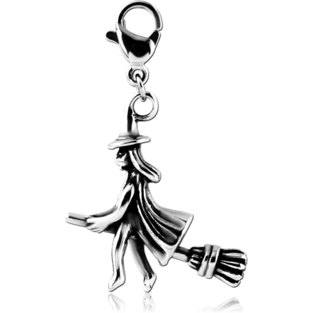 SURGICAL STEEL CHARM WITH LOBSTER LOCKER - WITCH
