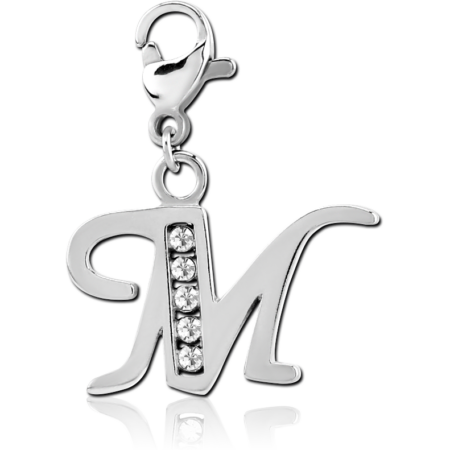 SURGICAL STEEL JEWELED CHARM WITH LOBSTER LOCKER - M