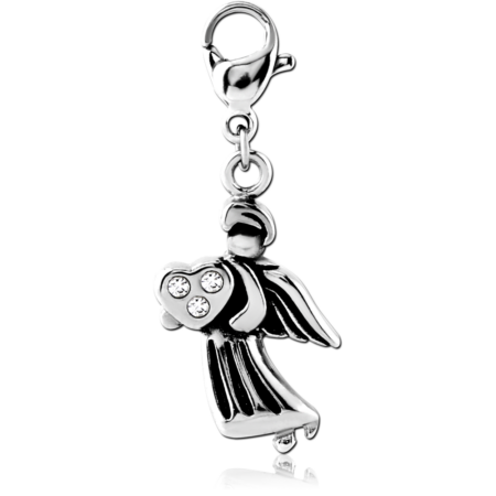 SURGICAL STEEL JEWELED CHARM WITH LOBSTER LOCKER - CUPID