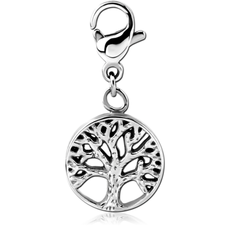SURGICAL STEEL CHARM WITH LOBSTER LOCKER - TREE OF LIFE