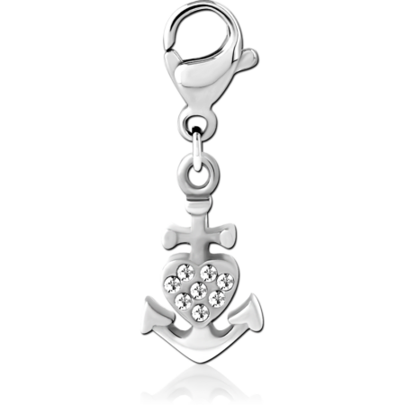 SURGICAL STEEL JEWELED CHARM WITH LOBSTER LOCKER