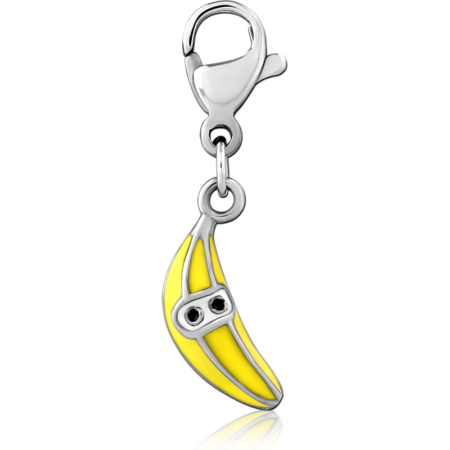 SURGICAL STEEL JEWELED CHARM WITH LOBSTER LOCKER - BANANA