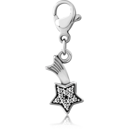 SURGICAL STEEL JEWELED CHARM WITH LOBSTER LOCKER