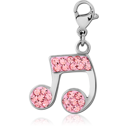 SURGICAL STEEL JEWELED CHARM WITH LOBSTER LOCKER